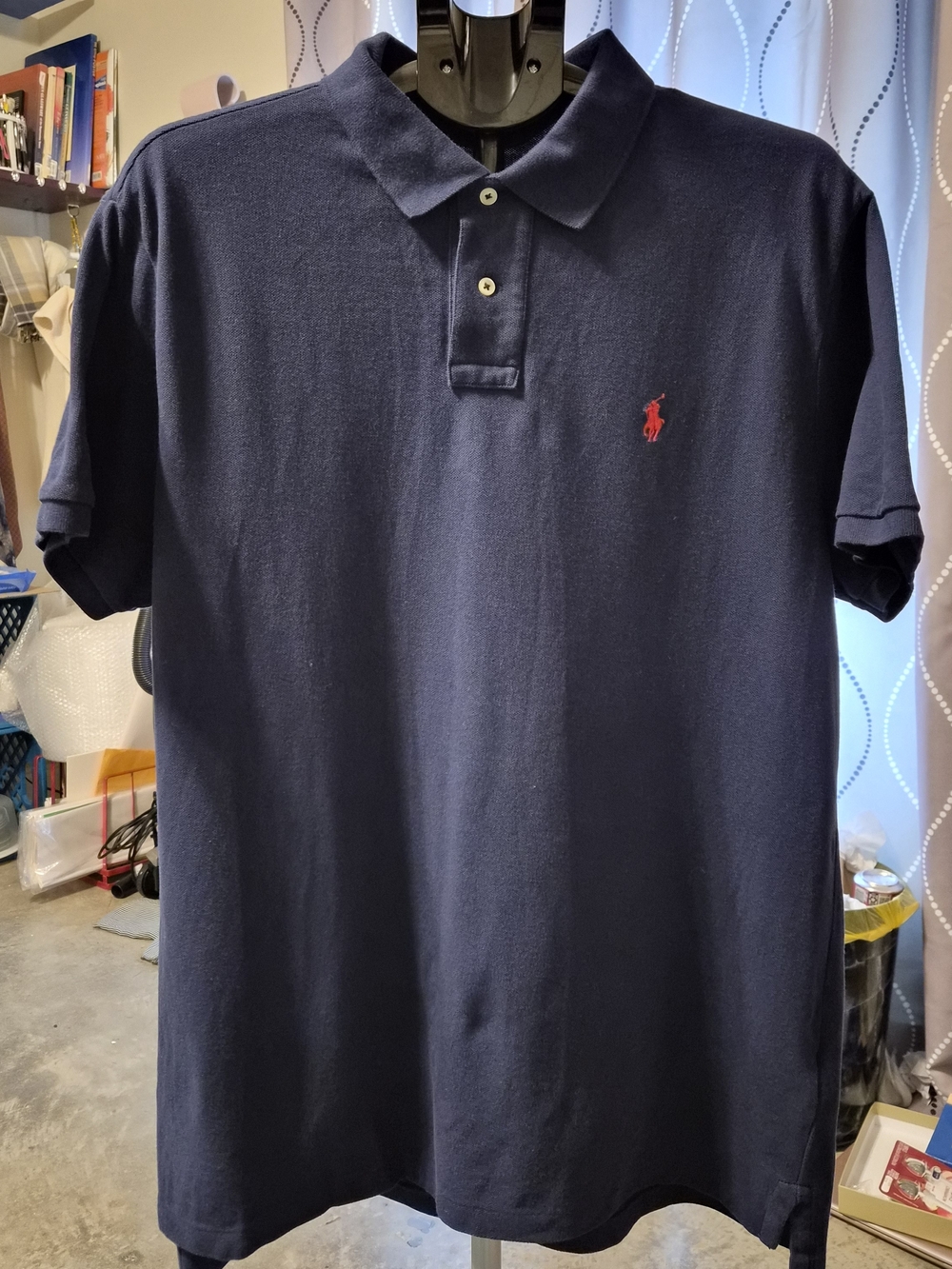 ​Polo Ralph Lauren Shirt Mens XL Custom Slim Fit Navy Blue Short Sleeve Polo